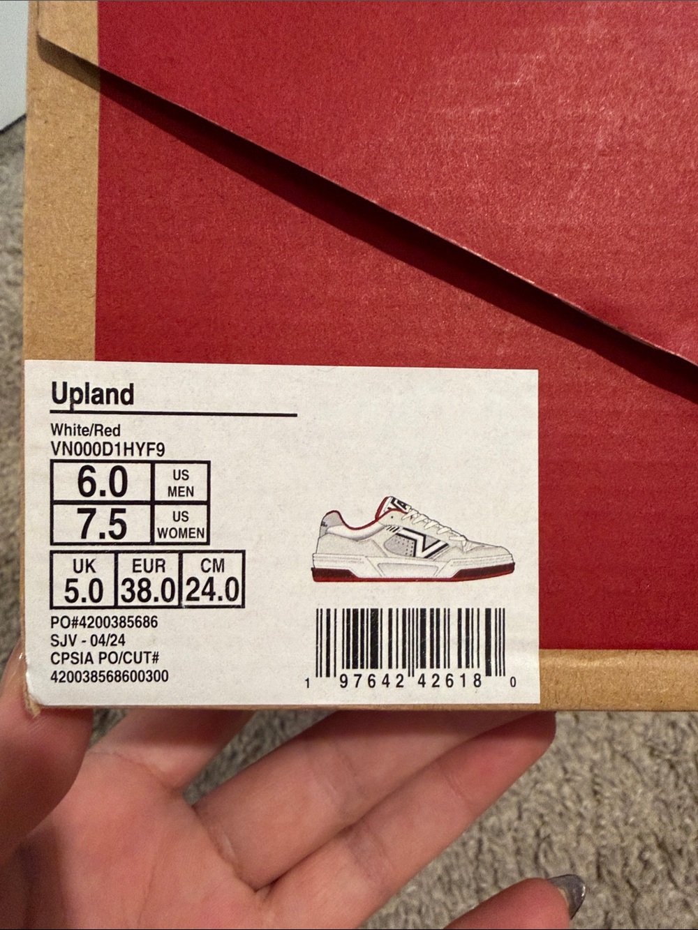 Vans Upland White and Red Low-Top Sneakers